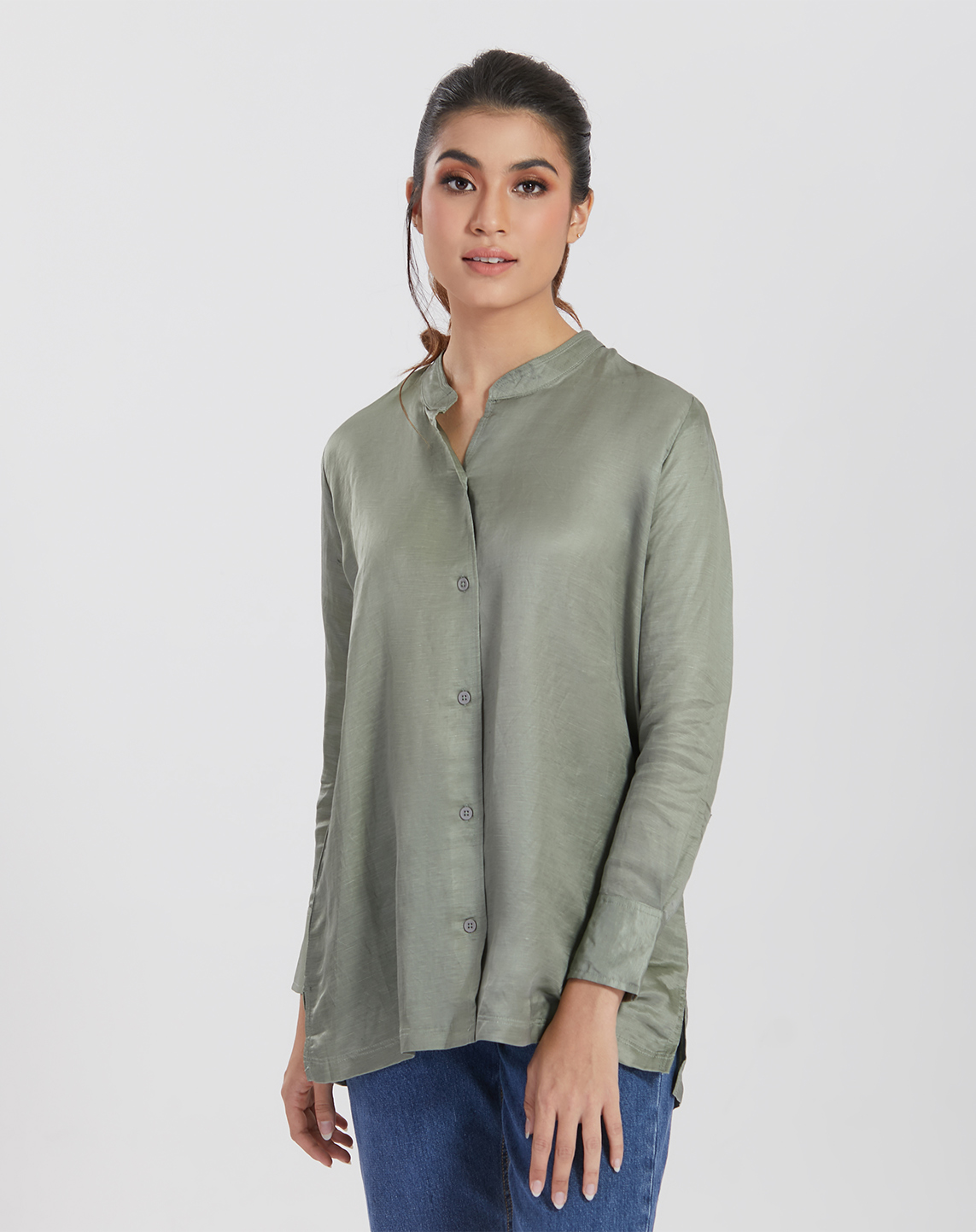 NAWFA BLOUSE IN OIL GREEN